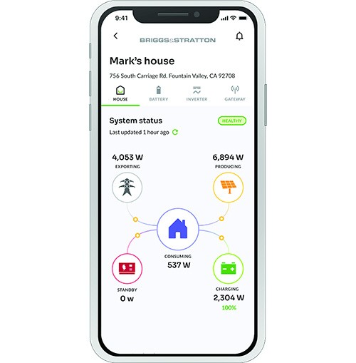 EnergyTrak mobile app interface